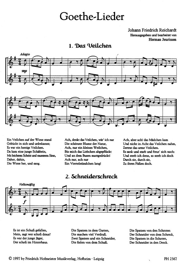 Goethe-Lieder zu singen und zu blasen