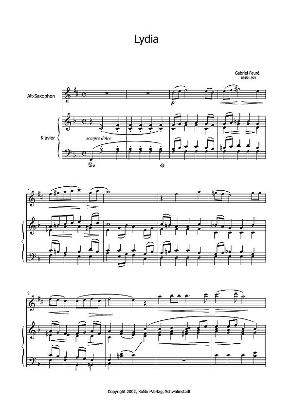 Lydia für Altsaxophon und