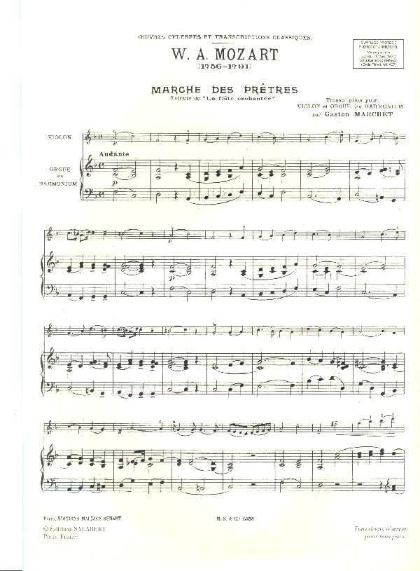 Marsch der Priester für Violine und Orgel