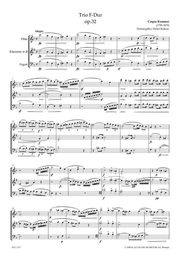Trio F-Dur op.32 für Flöte, Klarinette