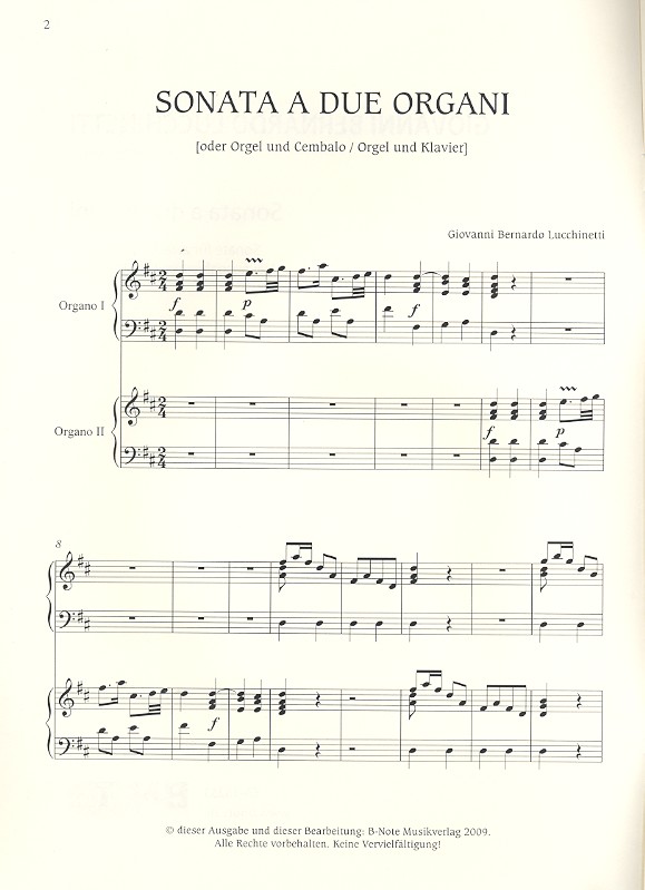 Sonata a due organi (Orgel/Klavier oder