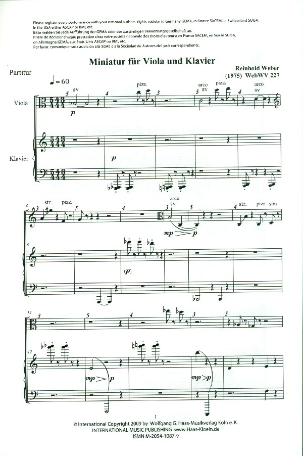 Miniatur WebWV227 für Viola und Klavier