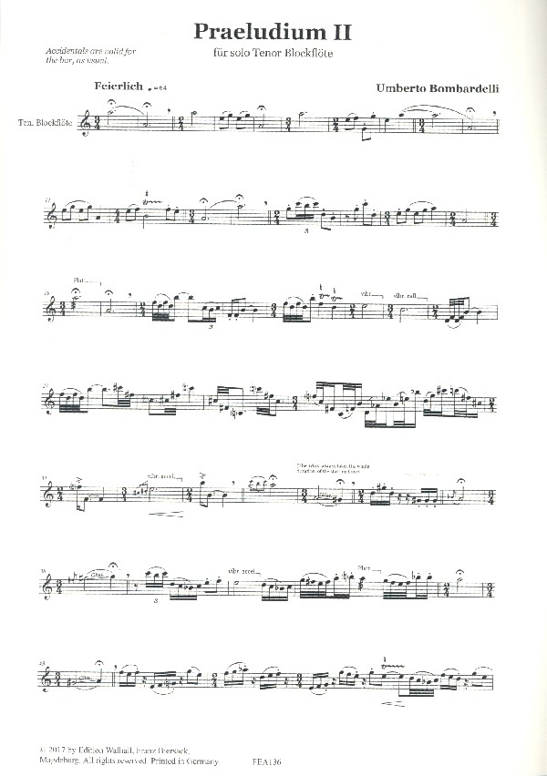 Präludium Nr.2 für Tenorblockflöte