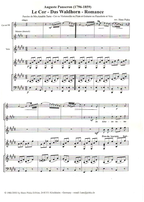 Le cor (Romance) für Gesang, Horn