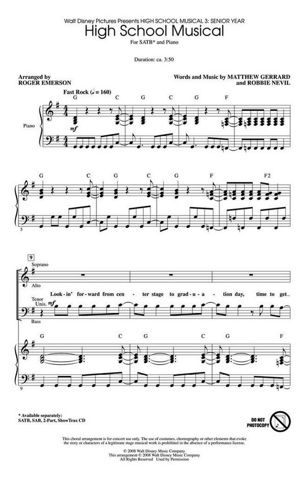High School Musical for mixed chorus