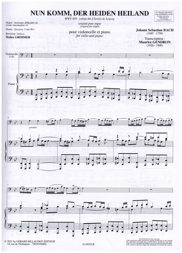 Nun komm, der Heiden Heiland BWV659