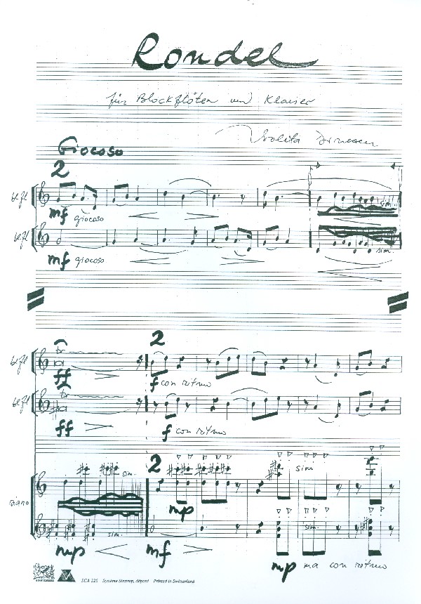 Rondel für 2 Blockflöten und Klavier