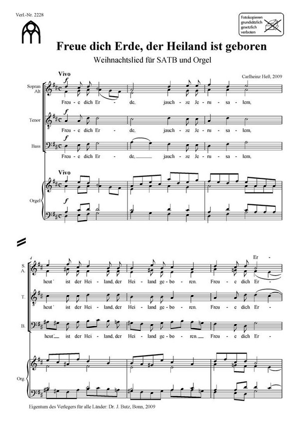 Freu dich Erde der Heiland ist geboren