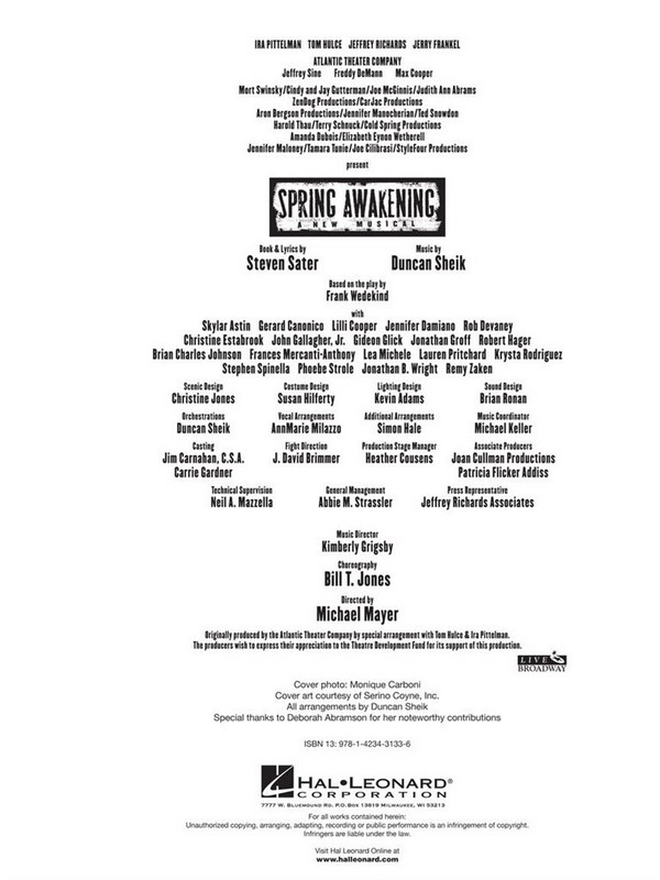Spring awakening Vocal Selections