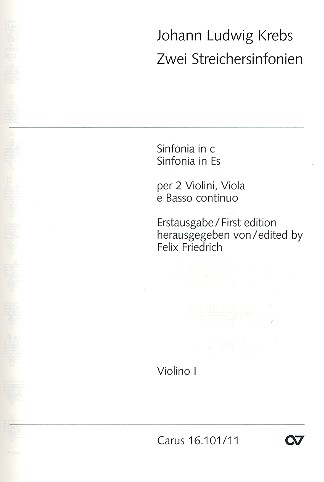 2 Streichersinfonien für 2 Violinen,