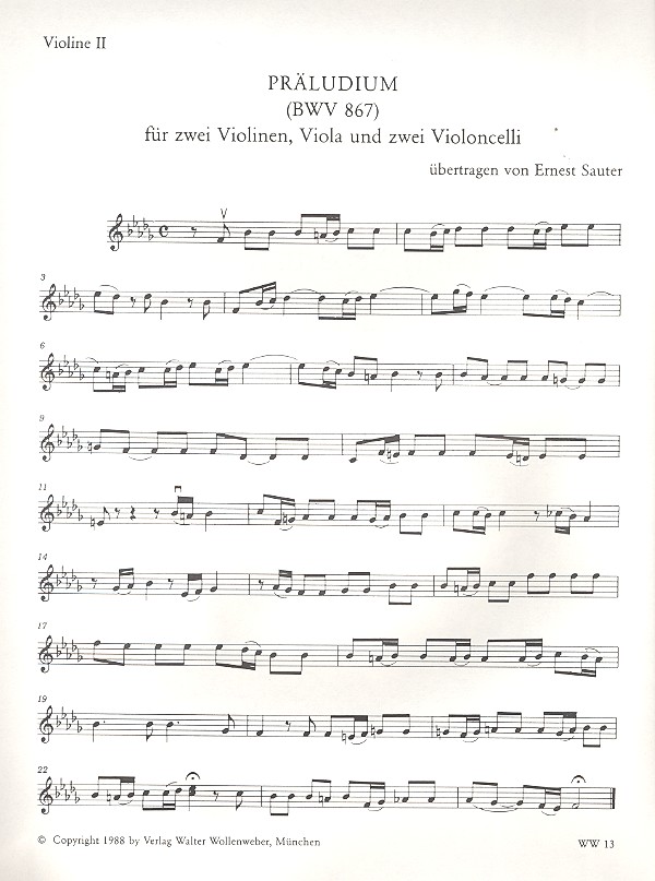 Fuge b-Moll BWV867 für 2 Violinen,