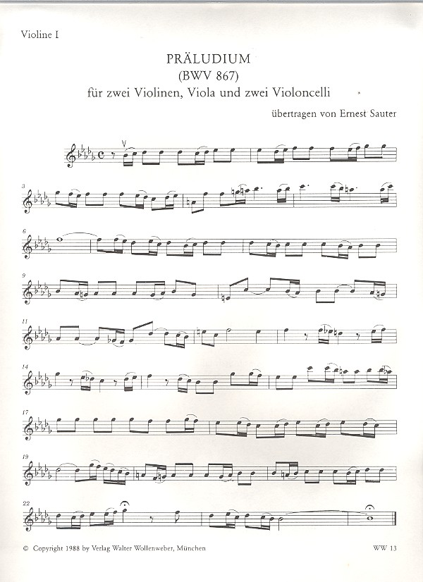 Fuge b-Moll BWV867 für 2 Violinen,
