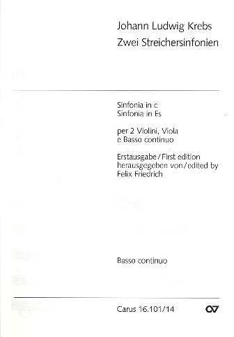 2 Streichersinfonien für 2 Violinen,
