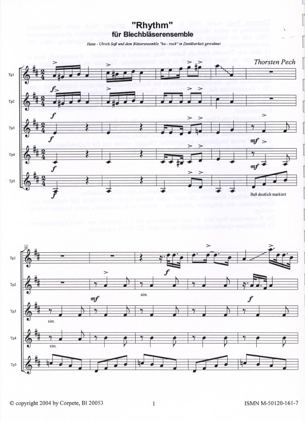 Rhythm für 5 Trompeten