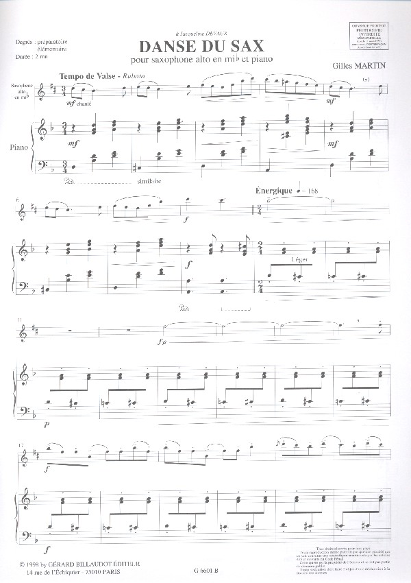 Danse du sax pour saxophone alto