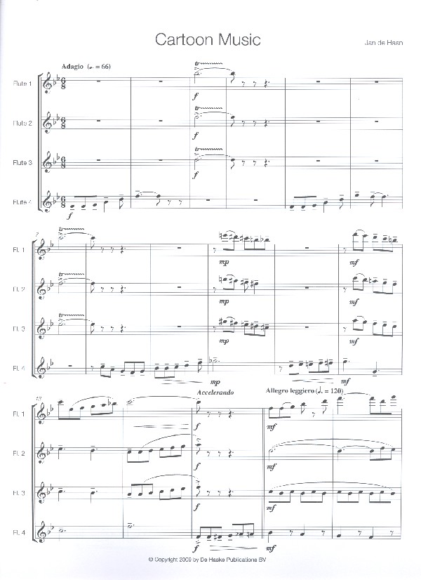 Cartoon Music für 4 Flöten