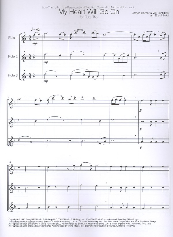 My Heart will go on: für 3 Flöten