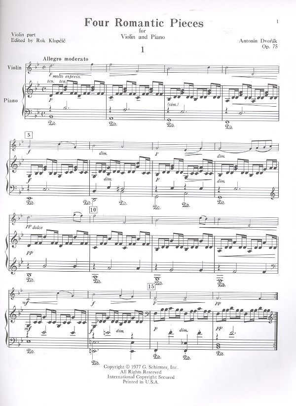 4 romantische Stücke op.75 für Violine