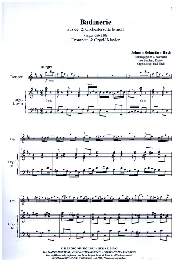 Badinerie BWV1067 für Piccolotrompete