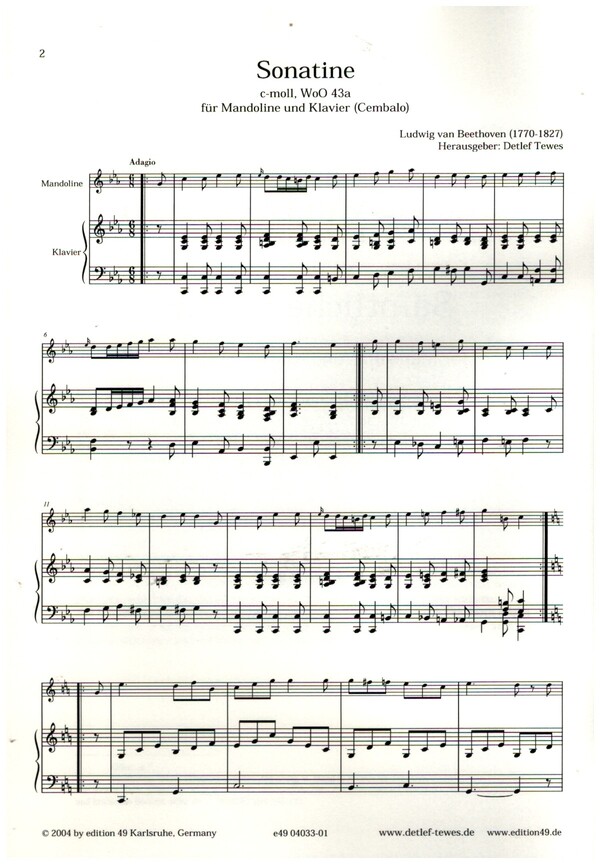 Sämtliche Werke für Mandoline und Klavier