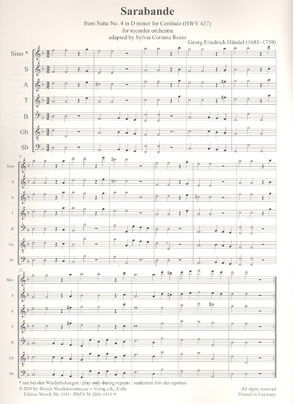 Sarabande d-Moll aus Suite Nr.4 HWV437