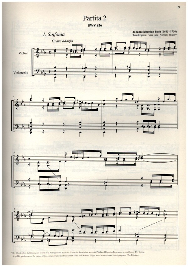 Partita Nr.2 BWV826 für Violine und