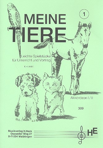 Meine Tiere Band 1 für 1-2 Akkordeons