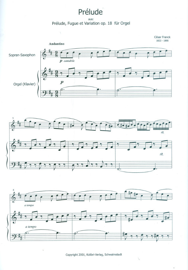 Prélude op.18 für Sopransaxophon