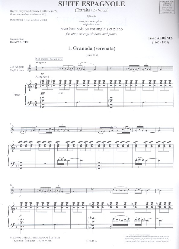 Extraits de la Suite espagnole op.47