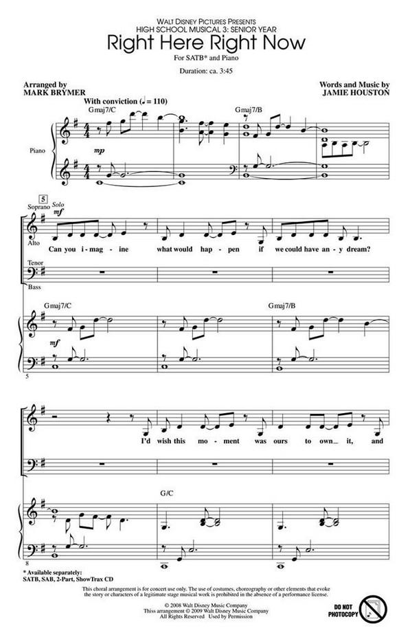 Right here right now for mixed chorus