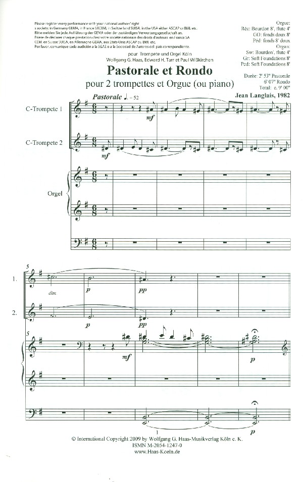Pastorale et Rondo für 2 Trompeten