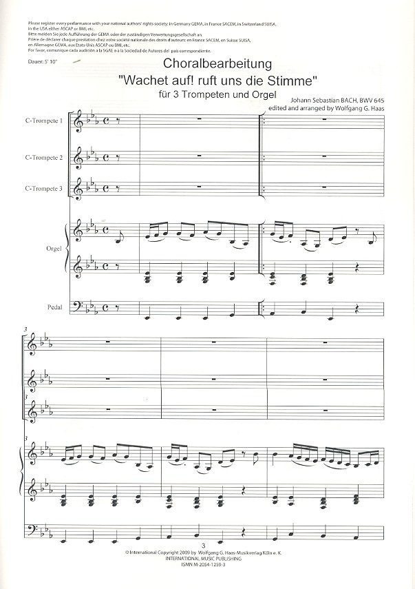 Wachet auf ruft uns die Stimme BWV645