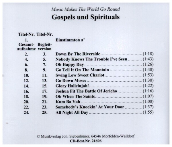 Gospels and Spirituals CD