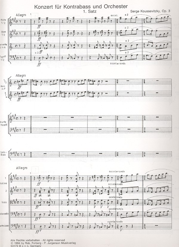 Konzert fis-Moll op.3 für Kontrabass