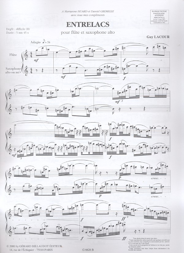 Entrelacs pour flute et saxophone alto