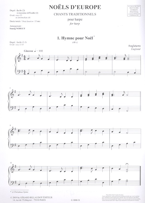 Noels d'Europe pour harpe
