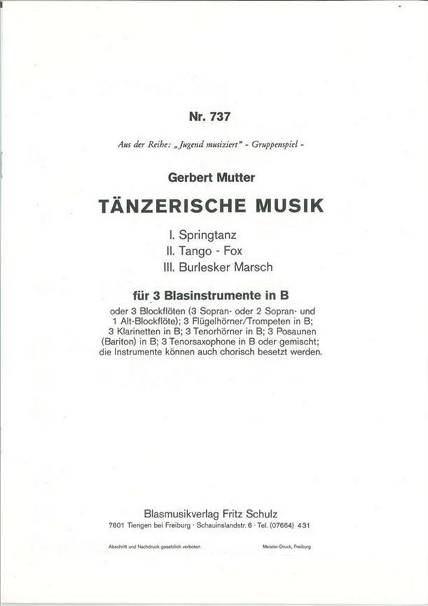 Tänzerische Musik für 3 Blasinstrumente