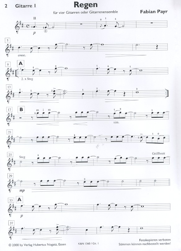 Regen für 4 Gitarren