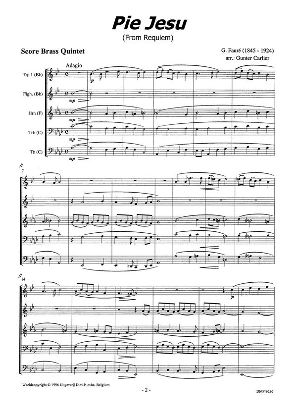 Pie Jesu für Trompete, Flügelhorn,