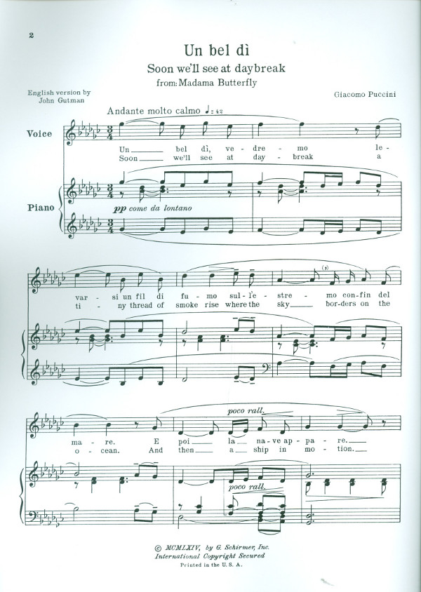 Un bel dì vedremo  for high voice