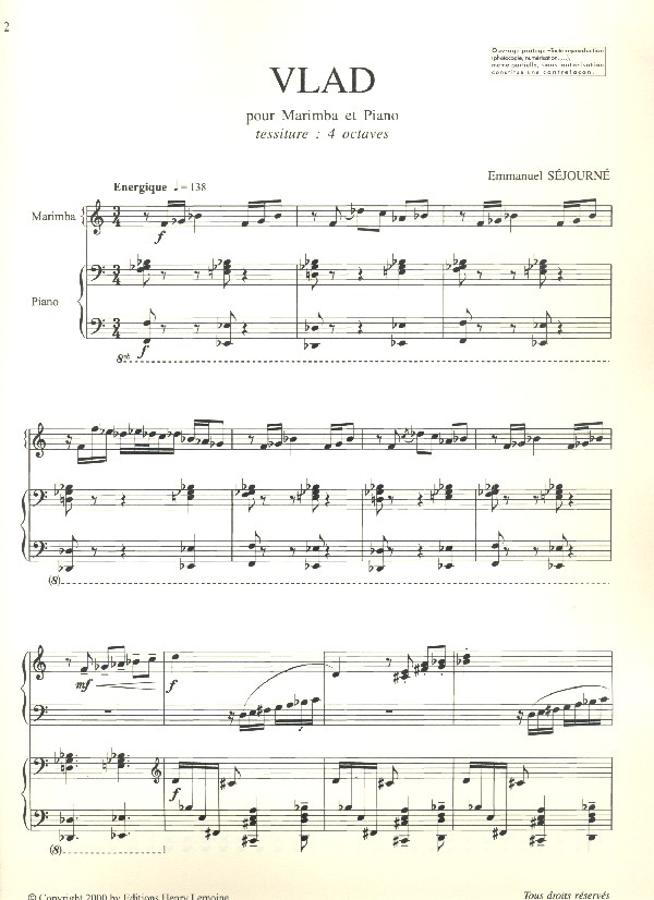 Vlad pour marimba et piano