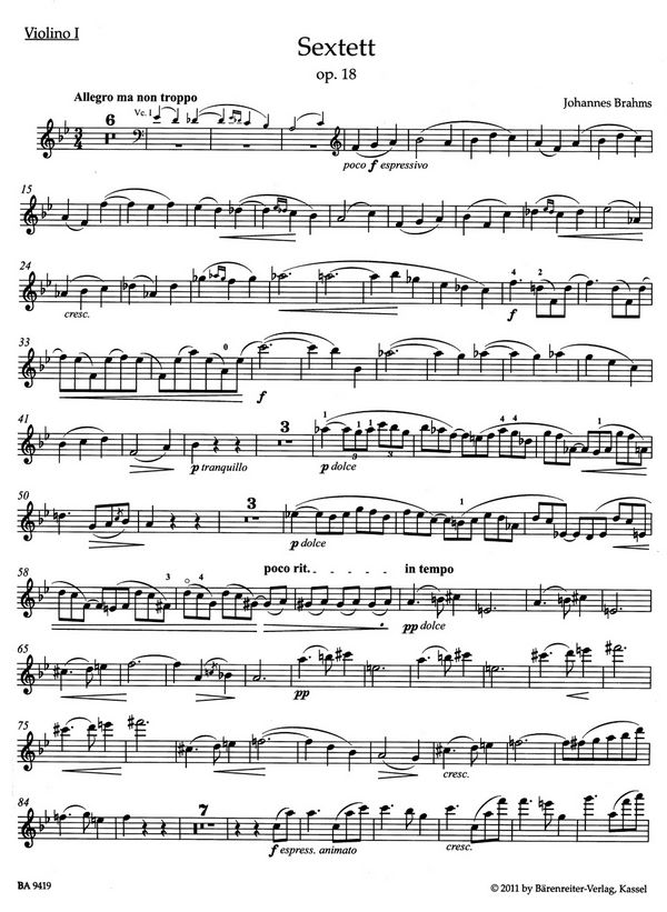 Sextett B-Dur op.18 für 2 Violinen,
