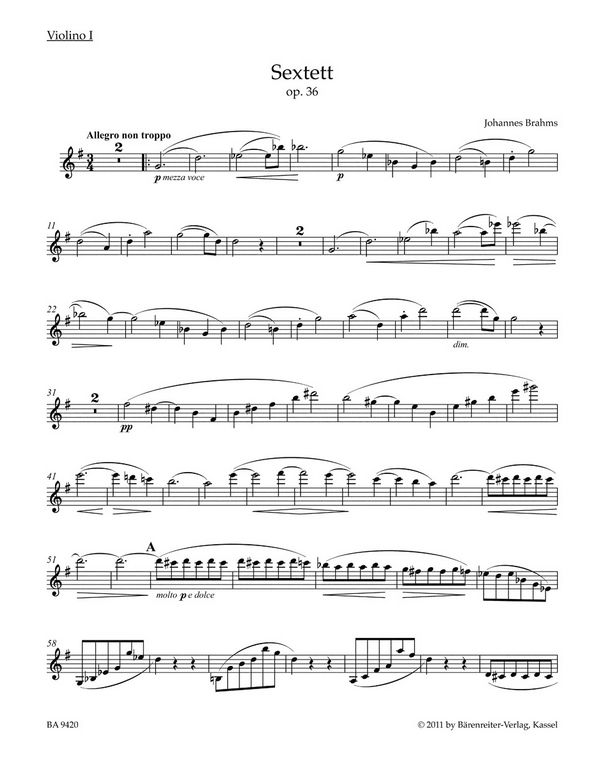 Sextett G-Dur op.36 für 2 Violinen,