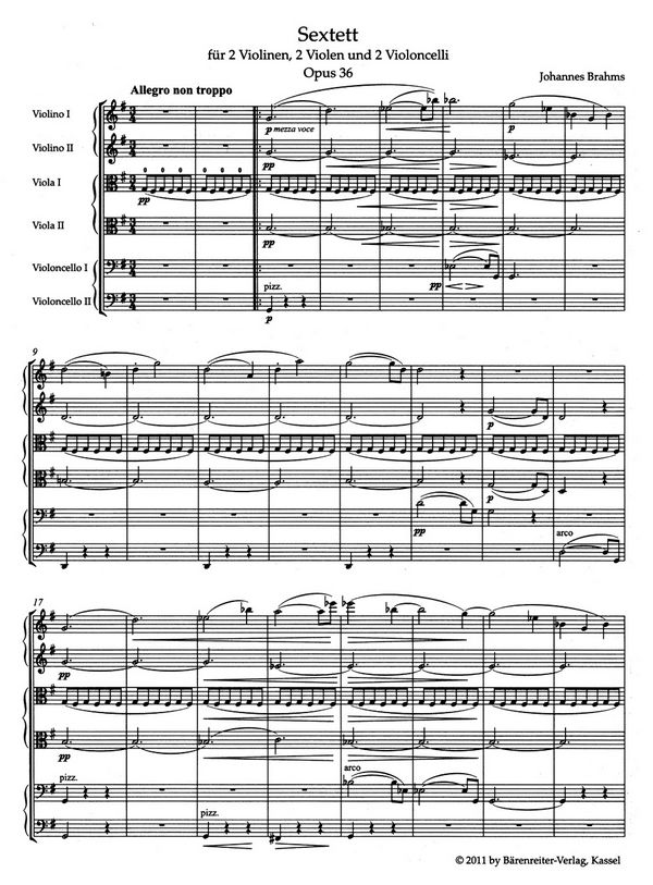 Sextett G-Dur op.36 für 2 Violinen,