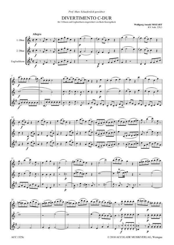 Divertimento C-Dur KVAnh229,3