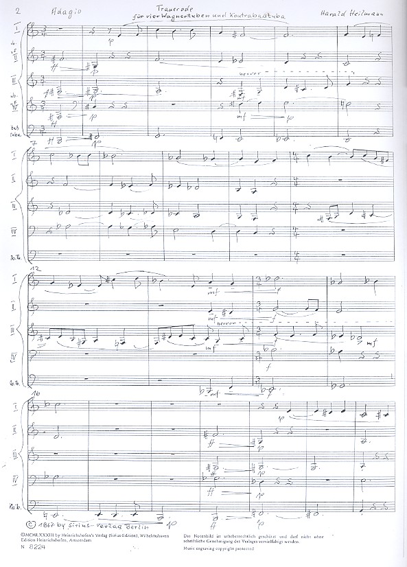 Trauerode op.58a für 4 Wagner-Tuben