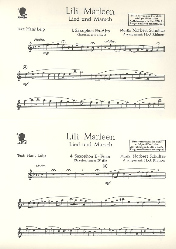 Lili Marleen  / Schön kann das Leben sein