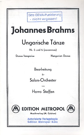 Ungarische Tänze Nr.5 und Nr.6