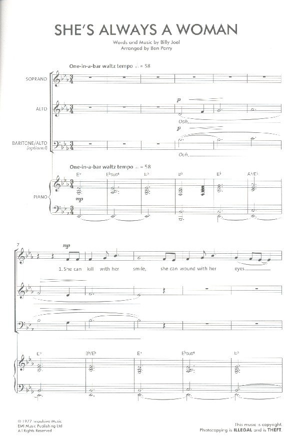 She's always a Woman for female chorus