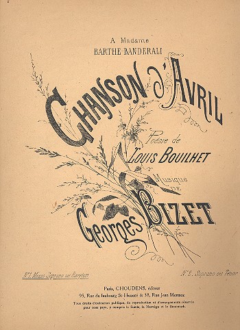 Chanson d'avril pour mezzo soprano